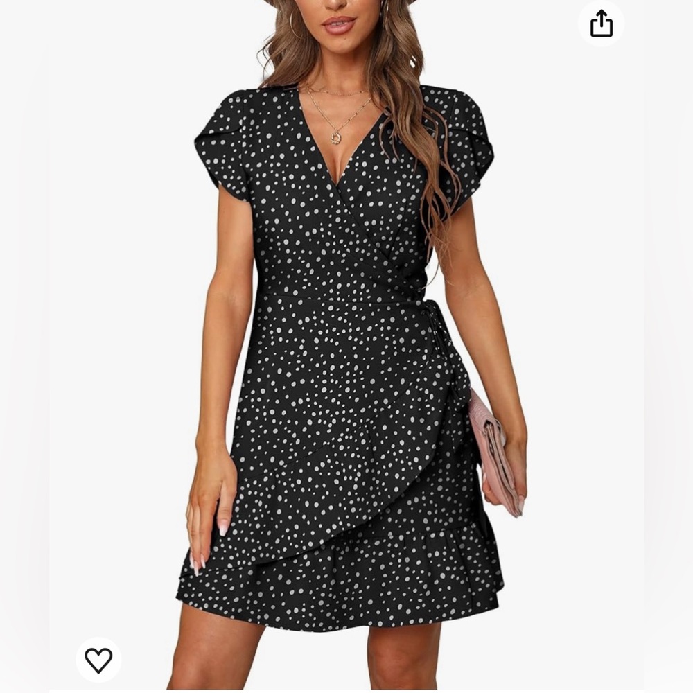 NWT black polka dot wrap dress.